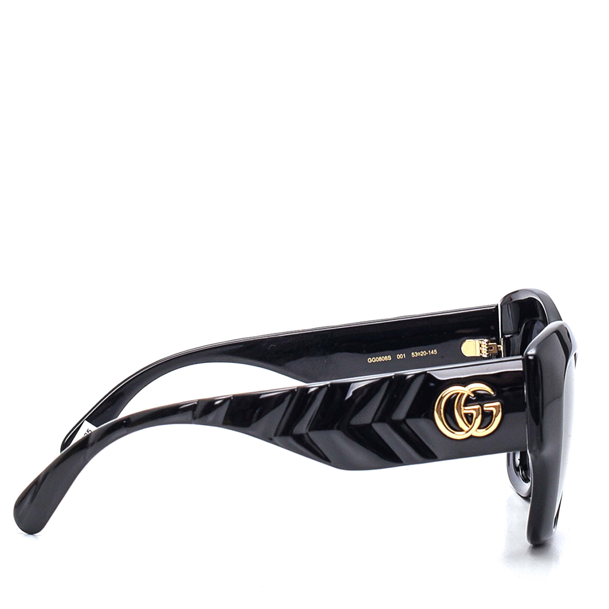 Gucci - Black Acetate Gold GG Sunglasses